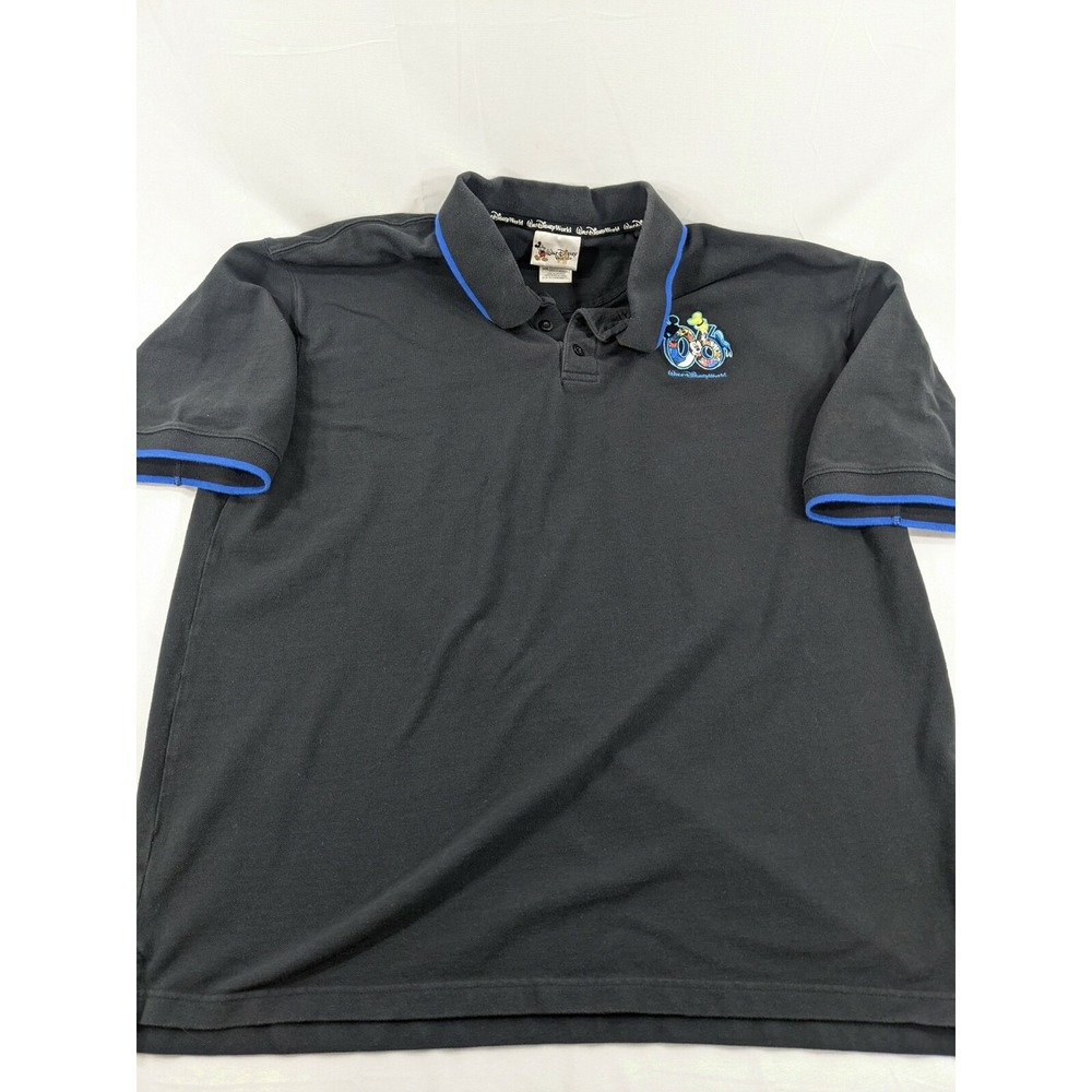Walt Disney World Mickey Mouse Mens XXL Black Sleeve Polo Shirt 2006